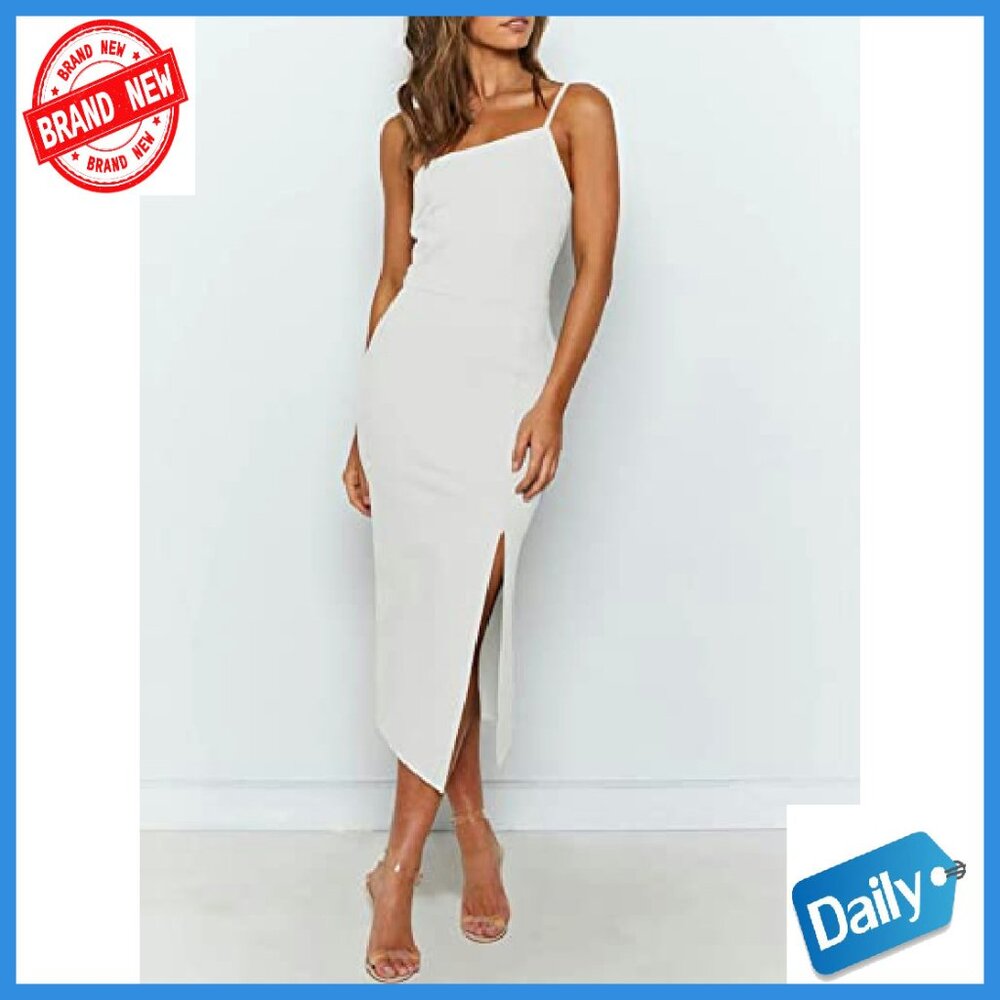 Adjustable Spaghetti Strap High Waist Split Midi … - image 3